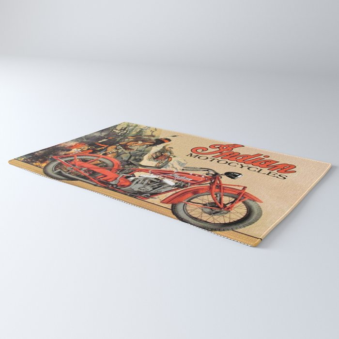 Classic Indian Roadmaster Biker Motorcycle Vintage Advertisement Poster Rug Gallery Image 3