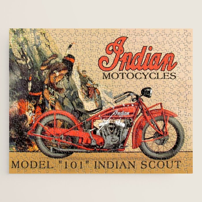 Classic Indian Roadmaster Biker Motorcycle Vintage Advertisement Poster Jigsaw Puzzle Gallery Image 1