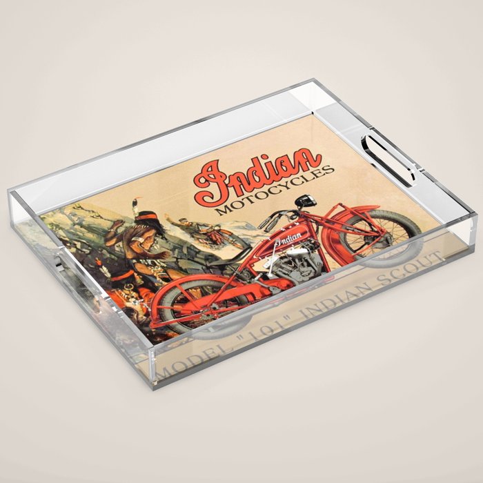 Classic Indian Roadmaster Biker Motorcycle Vintage Advertisement Poster Acrylic Tray Gallery Image 1