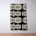Mid Century Modern Atomic Rings Pattern 234 Decor Black Beige and Gray Window Curtain Gallery Image 3