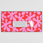 Preppy Pink and Red Amoeba Dance Bold Pop Fun Contemporary Pattern Desk Mat Gallery Image 1