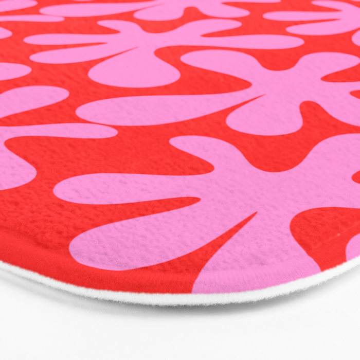 Preppy Pink and Red Amoeba Dance Bold Pop Fun Contemporary Pattern Bath Mat Gallery Image 3