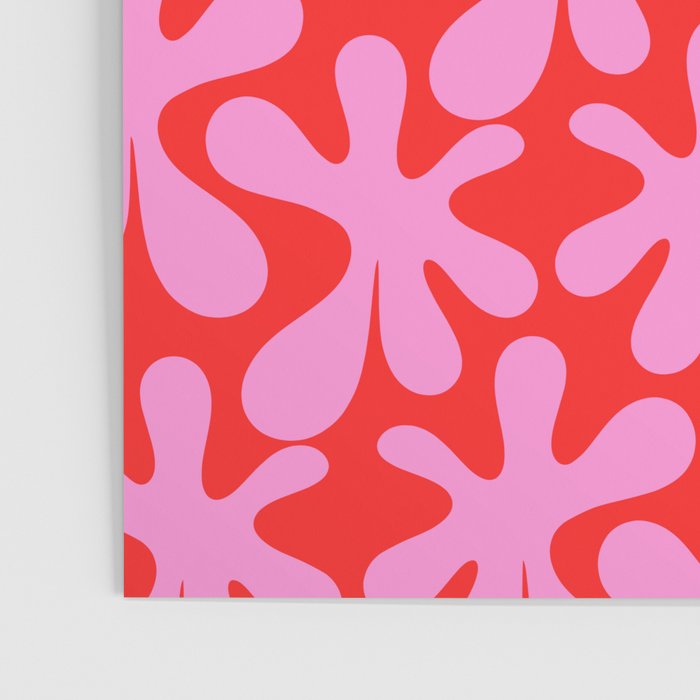 Preppy Pink and Red Amoeba Dance Bold Pop Fun Contemporary Pattern Poster Gallery Image 3