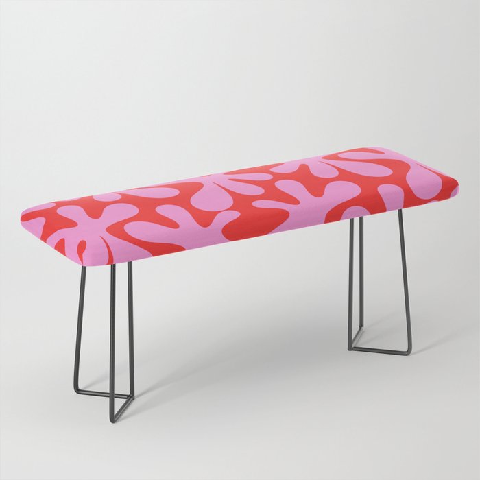 Preppy Pink and Red Amoeba Dance Bold Pop Fun Contemporary Pattern Bench Gallery Image 1
