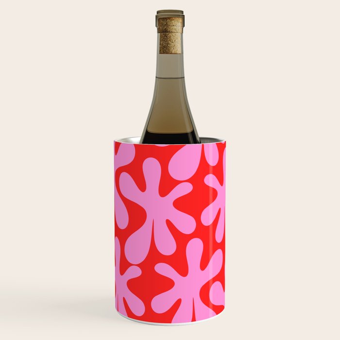 Preppy Pink and Red Amoeba Dance Bold Pop Fun Contemporary Pattern Wine Chiller Gallery Image 1