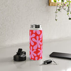 Preppy Pink and Red Amoeba Dance Bold Pop Fun Contemporary Pattern Water Bottle Gallery Image 4