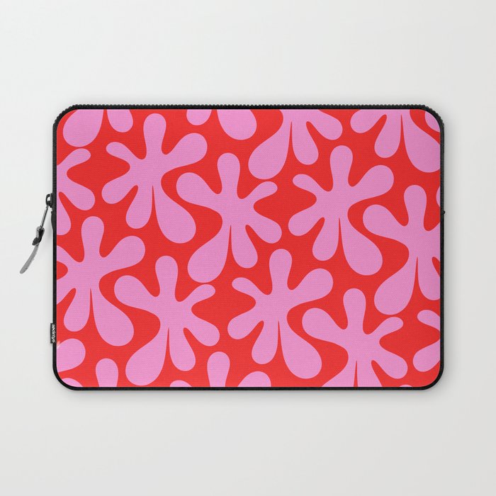 Preppy Pink and Red Amoeba Dance Bold Pop Fun Contemporary Pattern Laptop Sleeve Gallery Image 1