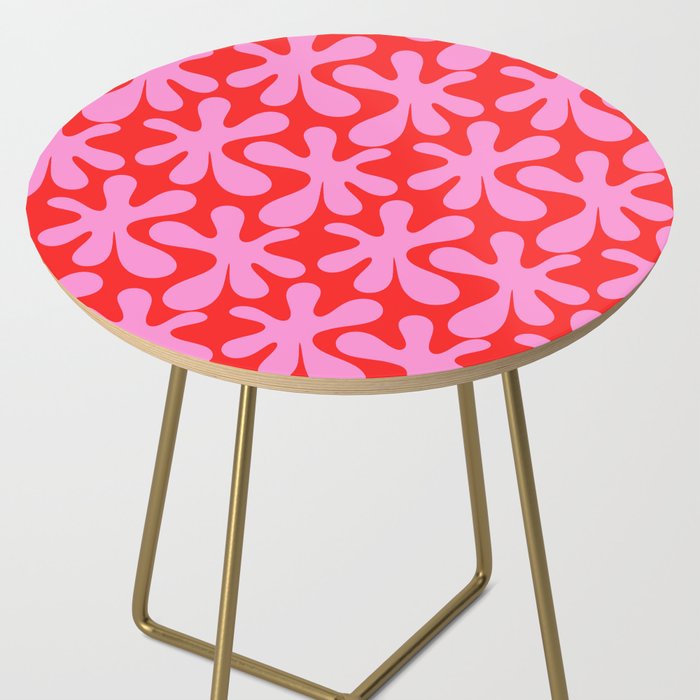 Preppy Pink and Red Amoeba Dance Bold Pop Fun Contemporary Pattern Side Table Gallery Image 2
