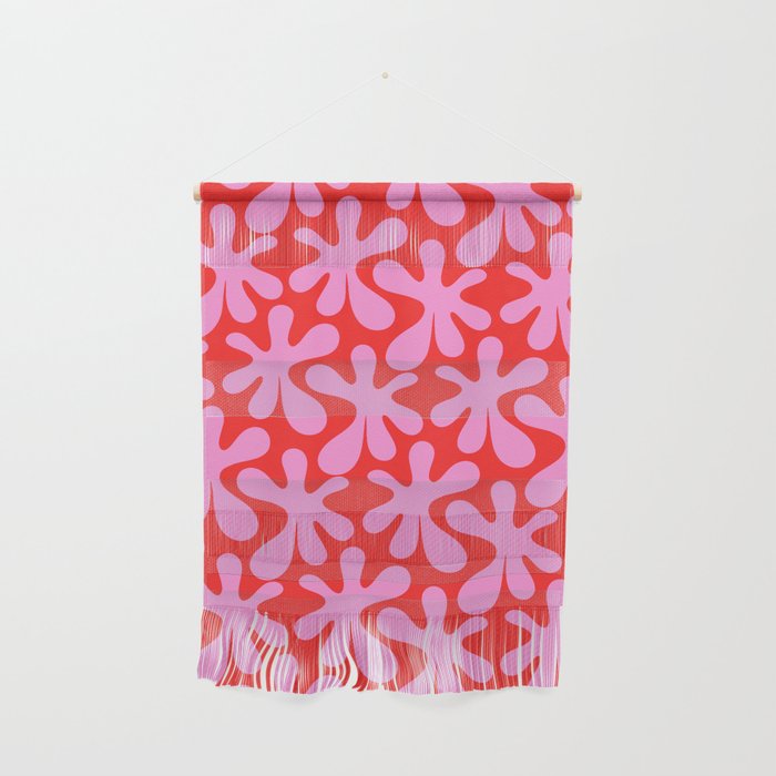 Preppy Pink and Red Amoeba Dance Bold Pop Fun Contemporary Pattern Wall Hanging Gallery Image 1