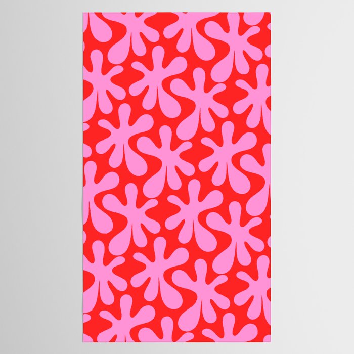Preppy Pink and Red Amoeba Dance Bold Pop Fun Contemporary Pattern Tablecloth Gallery Image 2