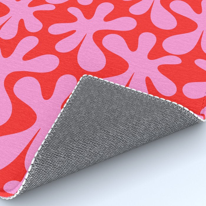 Preppy Pink and Red Amoeba Dance Bold Pop Fun Contemporary Pattern Rug Gallery Image 4