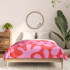 Preppy Pink and Red Amoeba Dance Bold Pop Fun Contemporary Pattern Comforter Gallery Image 3
