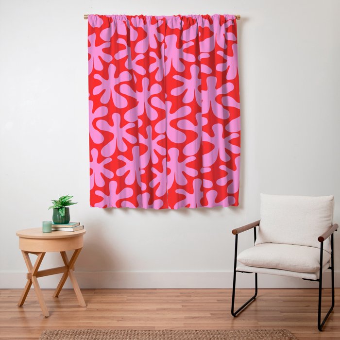 Preppy Pink and Red Amoeba Dance Bold Pop Fun Contemporary Pattern Window Curtain Gallery Image 3