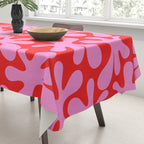 Preppy Pink and Red Amoeba Dance Bold Pop Fun Contemporary Pattern Tablecloth Gallery Image 3