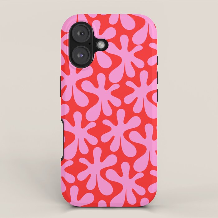 Preppy Pink and Red Amoeba Dance Bold Pop Fun Contemporary Pattern iPhone Case Gallery Image 1
