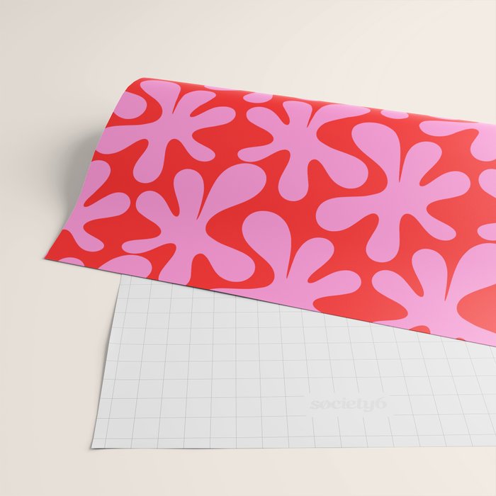 Preppy Pink and Red Amoeba Dance Bold Pop Fun Contemporary Pattern Wrapping Paper Gallery Image 2