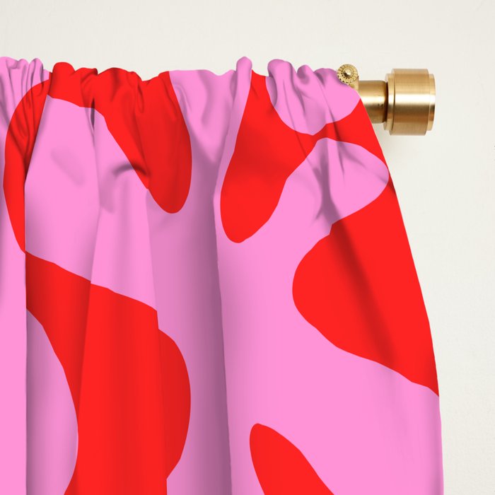 Preppy Pink and Red Amoeba Dance Bold Pop Fun Contemporary Pattern Window Curtain Gallery Image 2