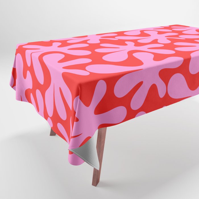 Preppy Pink and Red Amoeba Dance Bold Pop Fun Contemporary Pattern Tablecloth Gallery Image 1