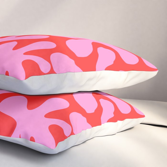 Preppy Pink and Red Amoeba Dance Bold Pop Fun Contemporary Pattern Pillow Sham Gallery Image 3