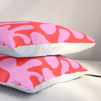 Preppy Pink and Red Amoeba Dance Bold Pop Fun Contemporary Pattern Pillow Sham Gallery Image 3