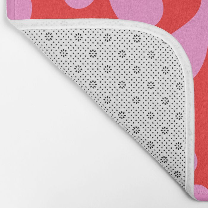 Preppy Pink and Red Amoeba Dance Bold Pop Fun Contemporary Pattern Bath Mat Gallery Image 2