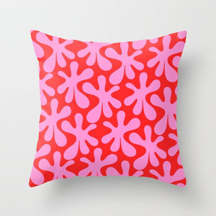 Preppy Pink and Red Amoeba Dance Bold Pop Fun Contemporary Pattern Throw Pillow Gallery Image 6