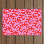 Preppy Pink and Red Amoeba Dance Bold Pop Fun Contemporary Pattern Outdoor Rug Gallery Image 1