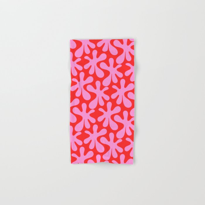 Preppy Pink and Red Amoeba Dance Bold Pop Fun Contemporary Pattern Bath Towel Gallery Image 1