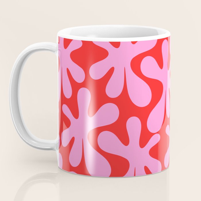 Preppy Pink and Red Amoeba Dance Bold Pop Fun Contemporary Pattern Coffee Mug Gallery Image 3