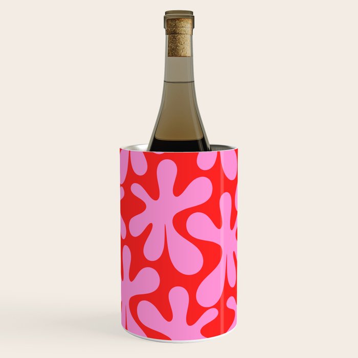 Preppy Pink and Red Amoeba Dance Bold Pop Fun Contemporary Pattern Wine Chiller Gallery Image 3