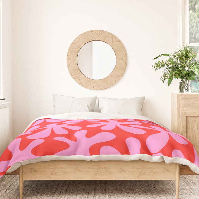 Preppy Pink and Red Amoeba Dance Bold Pop Fun Contemporary Pattern Duvet Cover Gallery Image 3