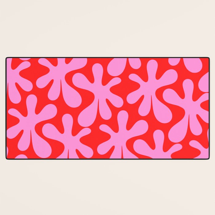Preppy Pink and Red Amoeba Dance Bold Pop Fun Contemporary Pattern Desk Mat Gallery Image 3