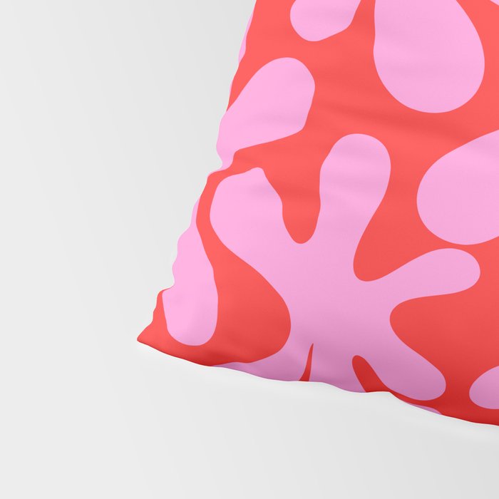 Preppy Pink and Red Amoeba Dance Bold Pop Fun Contemporary Pattern Pillow Sham Gallery Image 4