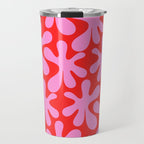 Preppy Pink and Red Amoeba Dance Bold Pop Fun Contemporary Pattern Travel Mug Gallery Image 1