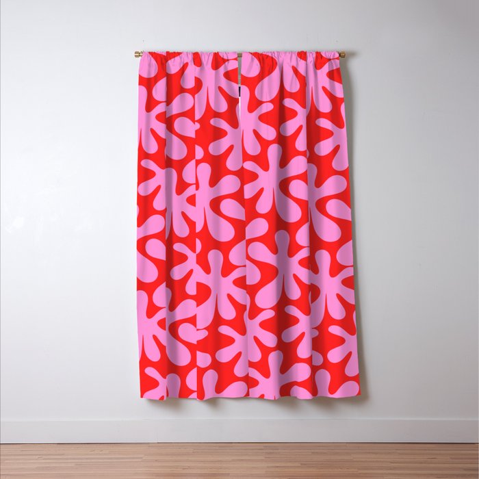 Preppy Pink and Red Amoeba Dance Bold Pop Fun Contemporary Pattern Window Curtain Gallery Image 3