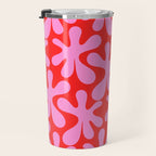 Preppy Pink and Red Amoeba Dance Bold Pop Fun Contemporary Pattern Travel Mug Gallery Image 3