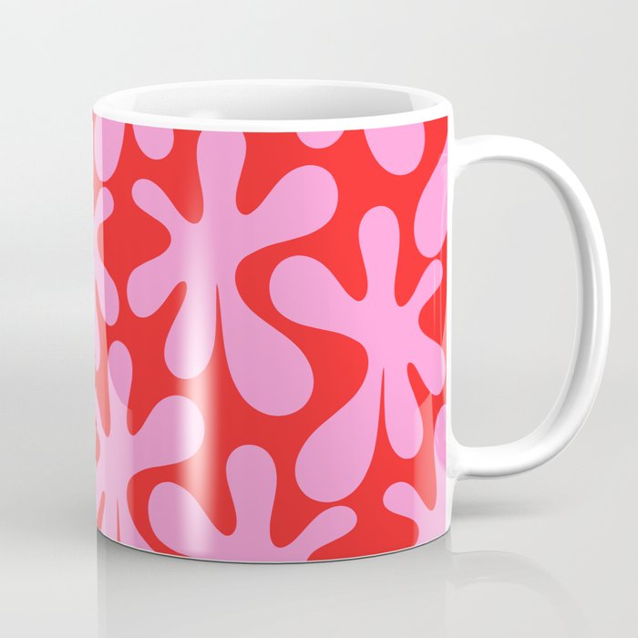Preppy Pink and Red Amoeba Dance Bold Pop Fun Contemporary Pattern Coffee Mug Gallery Image 1