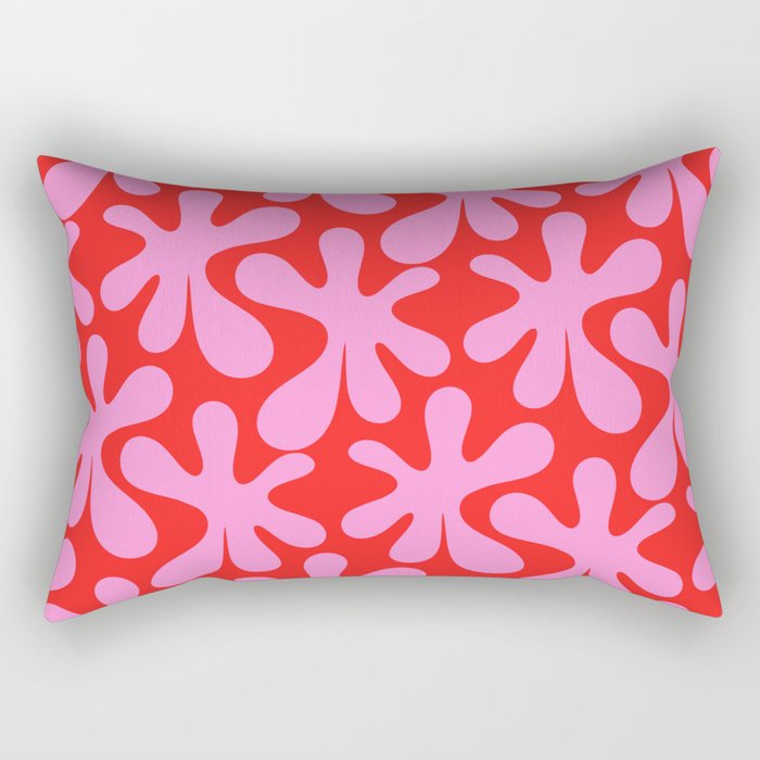 Preppy Pink and Red Amoeba Dance Bold Pop Fun Contemporary Pattern Rectangular Pillow Gallery Image 2