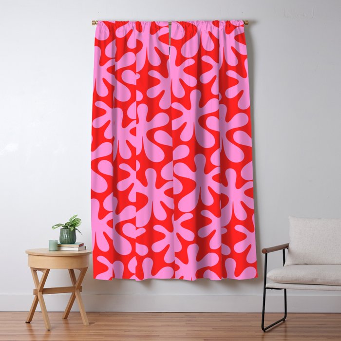 Preppy Pink and Red Amoeba Dance Bold Pop Fun Contemporary Pattern Window Curtain Gallery Image 1