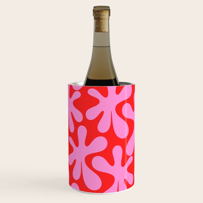 Preppy Pink and Red Amoeba Dance Bold Pop Fun Contemporary Pattern Wine Chiller Gallery Image 2