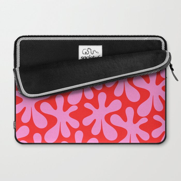 Preppy Pink and Red Amoeba Dance Bold Pop Fun Contemporary Pattern Laptop Sleeve Gallery Image 2