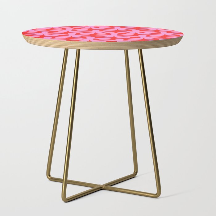 Preppy Pink and Red Amoeba Dance Bold Pop Fun Contemporary Pattern Side Table Gallery Image 1