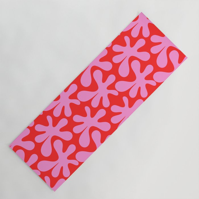 Preppy Pink and Red Amoeba Dance Bold Pop Fun Contemporary Pattern Yoga Mat Gallery Image 1