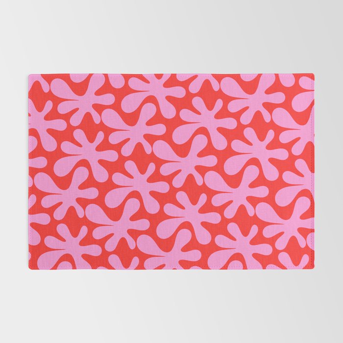 Preppy Pink and Red Amoeba Dance Bold Pop Fun Contemporary Pattern Rug Gallery Image 2