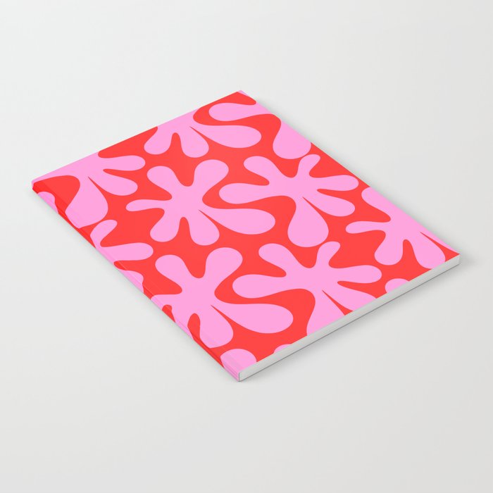 Preppy Pink and Red Amoeba Dance Bold Pop Fun Contemporary Pattern Notebook Gallery Image 1