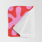 Preppy Pink and Red Amoeba Dance Bold Pop Fun Contemporary Pattern Throw Blanket Gallery Image 3