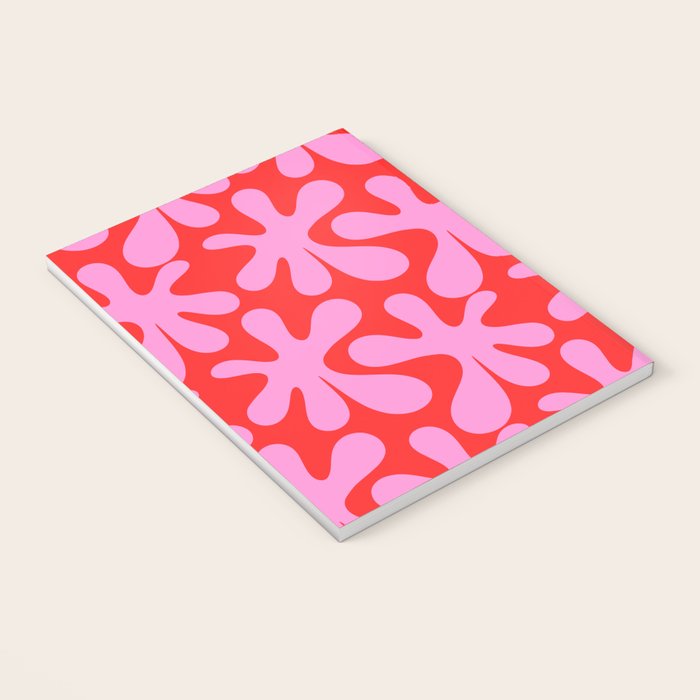 Preppy Pink and Red Amoeba Dance Bold Pop Fun Contemporary Pattern Notebook Gallery Image 3