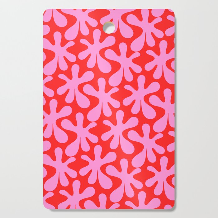 Preppy Pink and Red Amoeba Dance Bold Pop Fun Contemporary Pattern Cutting Board Gallery Image 1