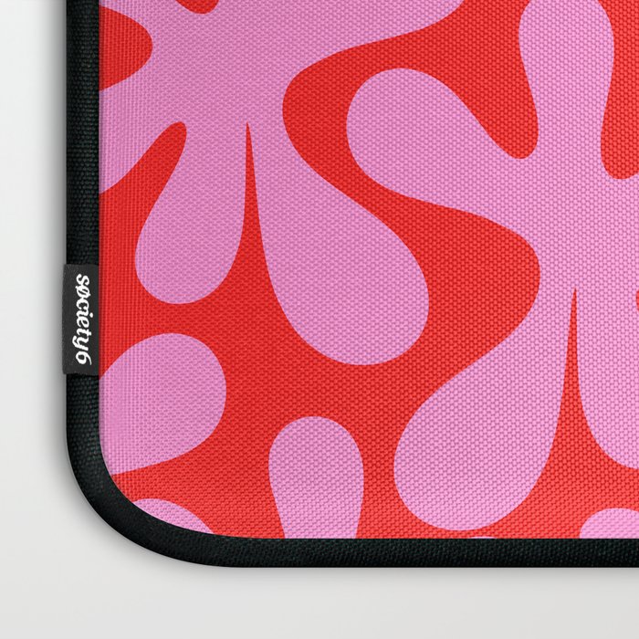 Preppy Pink and Red Amoeba Dance Bold Pop Fun Contemporary Pattern Laptop Sleeve Gallery Image 3