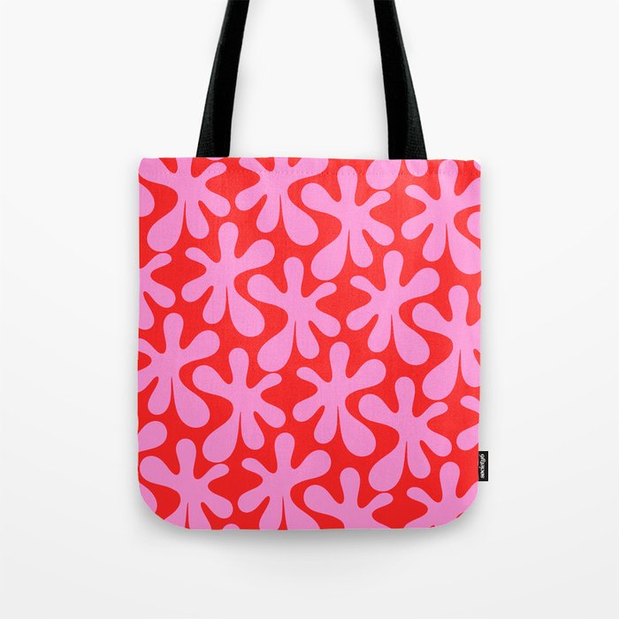 Preppy Pink and Red Amoeba Dance Bold Pop Fun Contemporary Pattern Tote Bag Gallery Image 1